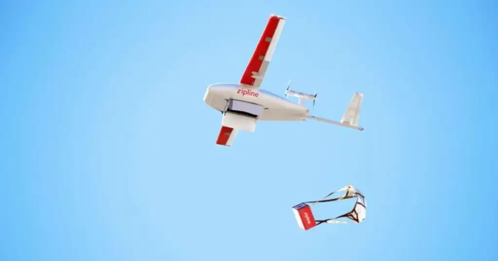 Zipline drone used in Rwanda for medical delivery